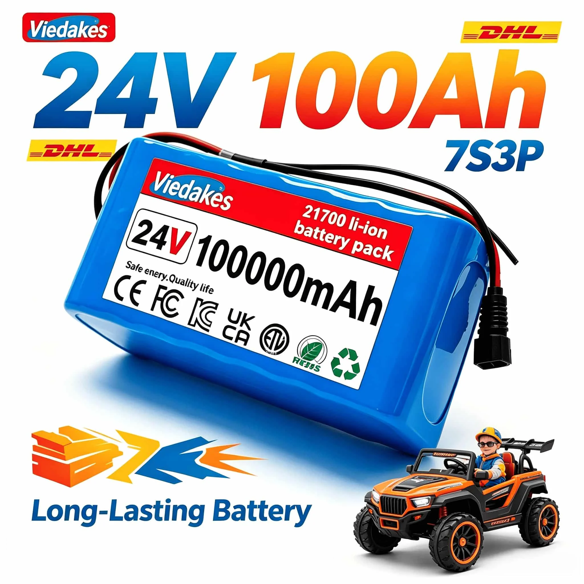 24V 100Ah Lithium Battery Pack 7S3P 18650 Rechargeable Li-ion Battery with XT60 DC Connector for E-Bike Scooter Wheelchair
24V 100Ah Lithium Battery Pack 7S3P 18650 Rechargeable Li-ion Battery with XT60 DC Connector for E-Bike Scooter Wheelchair