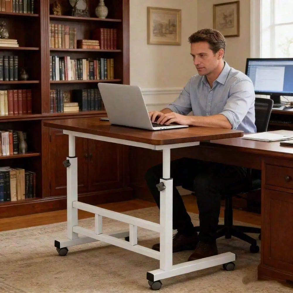 Portable Rolling Standing Desk With Adjustable Height, With Storage Shelves, Ideal For Small Spaces, Fits Study, Bedroom, Livin
Portable Rolling Standing Desk With Adjustable Height, With Storage Shelves, Ideal For Small Spaces, Fits Study, Bedroom, Livin