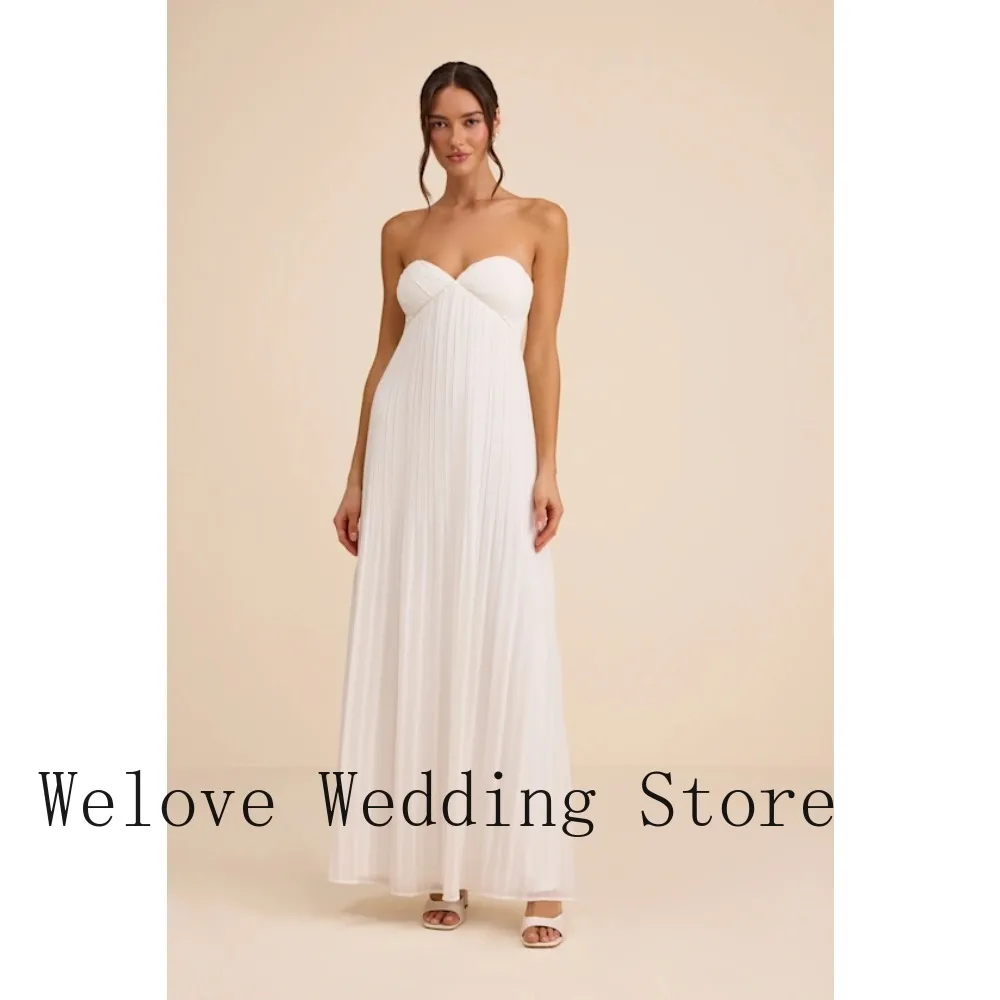 Romantic White Strapless Maxi Gown Sweetheart Neck Pleated Chiffon Skirt Flowy Silhouette Wedding Bridal Shower Engagement Gown
Romantic White Strapless Maxi Gown Sweetheart Neck Pleated Chiffon Skirt Flowy Silhouette Wedding Bridal Shower Engagement Gown