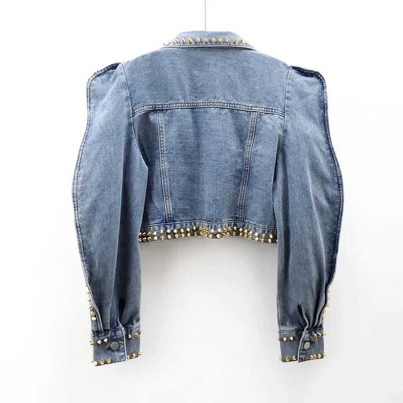Autumn Multicolor Diamonds Rivet Denim Jacket Women Slim Short Cowboy Outwear Irregular Placket Puff Sleeves Jeans Jacket Female
Autumn Multicolor Diamonds Rivet Denim Jacket Women Slim Short Cowboy Outwear Irregular Placket Puff Sleeves Jeans Jacket Female