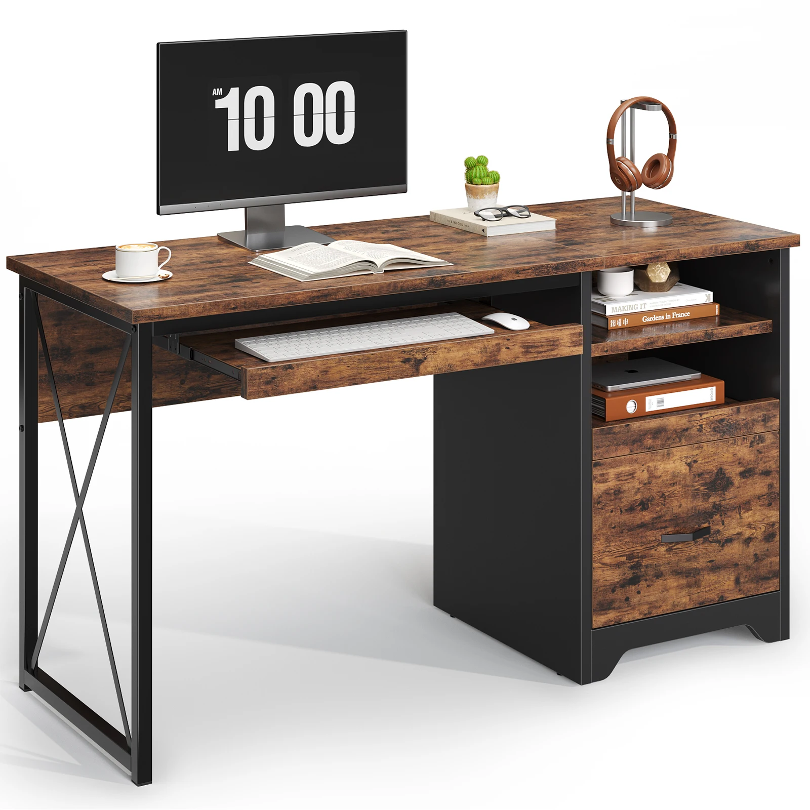 NOST&HOST 47" Computer Desk with Drawers, Home Office Desk with Keyboard Tray, Reversible Industrial Office Desk with Storage Cabinet for Small Space Home Office & Studio, Rustic Brown
NOST&HOST 47" Computer Desk with Drawers, Home Office Desk with Keyboard Tray, Reversible Industrial Office Desk with Storage Cabinet for Small Space Home Office & Studio, Rustic Brown