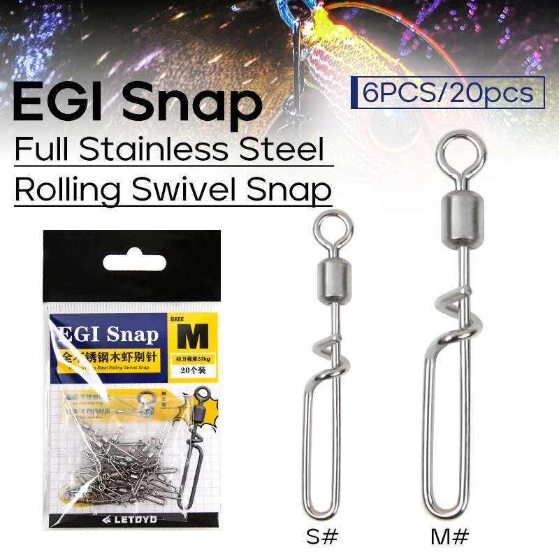 6PCS Stainless Steel Rolling Swivel Squid Cuttlefish Egi Snap American Quick-Hook Wooden Shrimp Pin Sea Fishing Gear Accessories
6PCS Stainless Steel Rolling Swivel Squid Cuttlefish Egi Snap American Quick-Hook Wooden Shrimp Pin Sea Fishing Gear Accessories