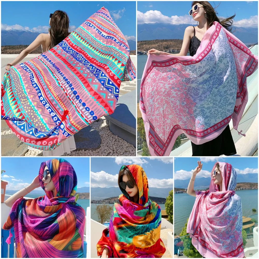 Elegant Boho Style Scarf Wrap Thin Sun-proof Beach Silk Shawl 180*90cm Travel Desert Scarves Spring Summer Fall
Elegant Boho Style Scarf Wrap Thin Sun-proof Beach Silk Shawl 180*90cm Travel Desert Scarves Spring Summer Fall