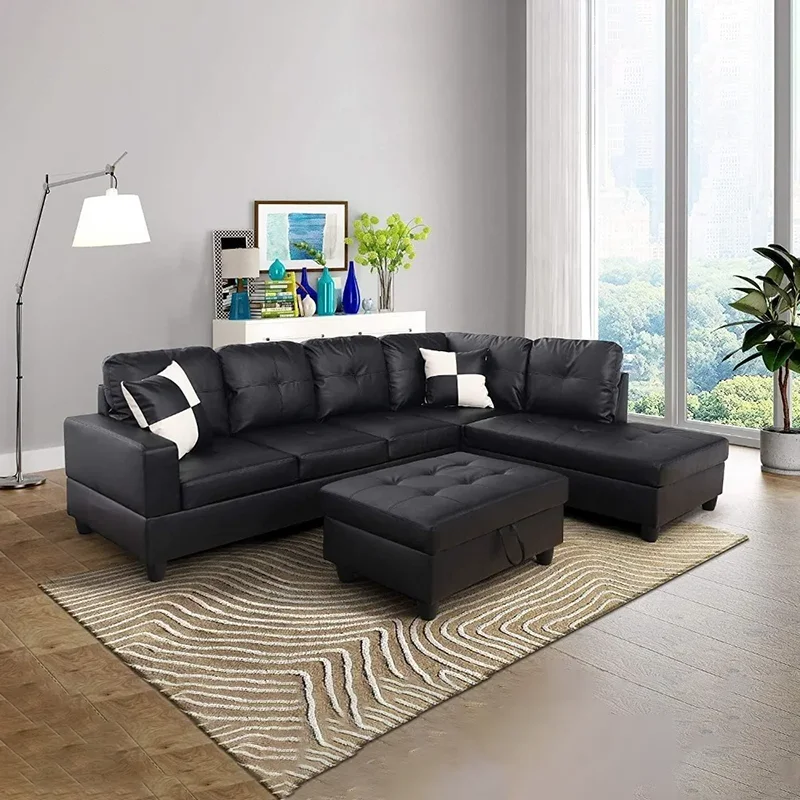 Lazy Sofa Sectional with Chaise Longue,2 Pillows,L-shaped Faux Leather Floor Sleeper Modern Couch Living Room Sofa Set Furniture
Lazy Sofa Sectional with Chaise Longue,2 Pillows,L-shaped Faux Leather Floor Sleeper Modern Couch Living Room Sofa Set Furniture