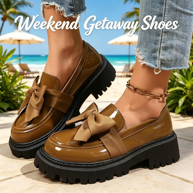 New Women Leather Loafers British Style Big Bow Platform Shoes Plus Size Ladies Office Casual Designer Shoes Zapatos De Mujer
New Women Leather Loafers British Style Big Bow Platform Shoes Plus Size Ladies Office Casual Designer Shoes Zapatos De Mujer