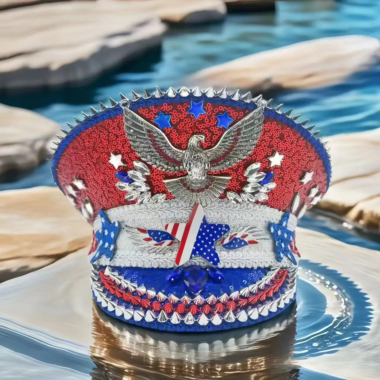 HongLuan Blue Bling Steampunk Captain Hat Rhinestone for Burning Man Festival Woman - Military Accessories for Man
HongLuan Blue Bling Steampunk Captain Hat Rhinestone for Burning Man Festival Woman - Military Accessories for Man