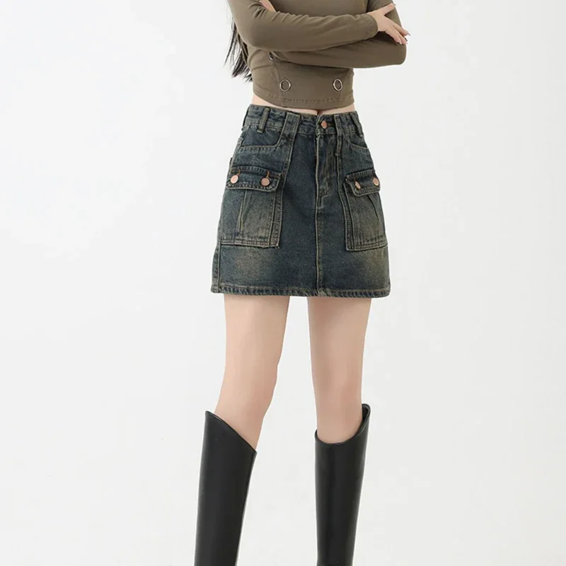 Y2k Hot Retro Blue Wash Denim Micro Mini Skirt For Women's Fashion American Retro Cargo Style Jean Skirts Pocket Female Bottoms
Y2k Hot Retro Blue Wash Denim Micro Mini Skirt For Women's Fashion American Retro Cargo Style Jean Skirts Pocket Female Bottoms