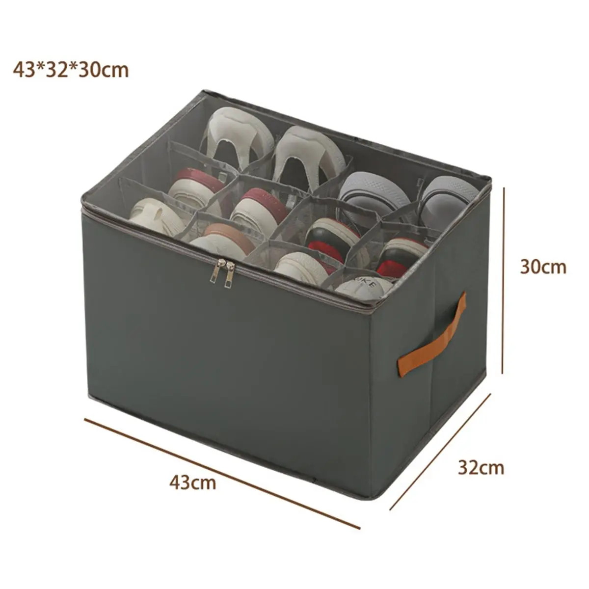 AT33 Foldable Fabric Shoe Storage Box with Transparent Zipper Cover and Reinforced Handles
AT33 Foldable Fabric Shoe Storage Box with Transparent Zipper Cover and Reinforced Handles