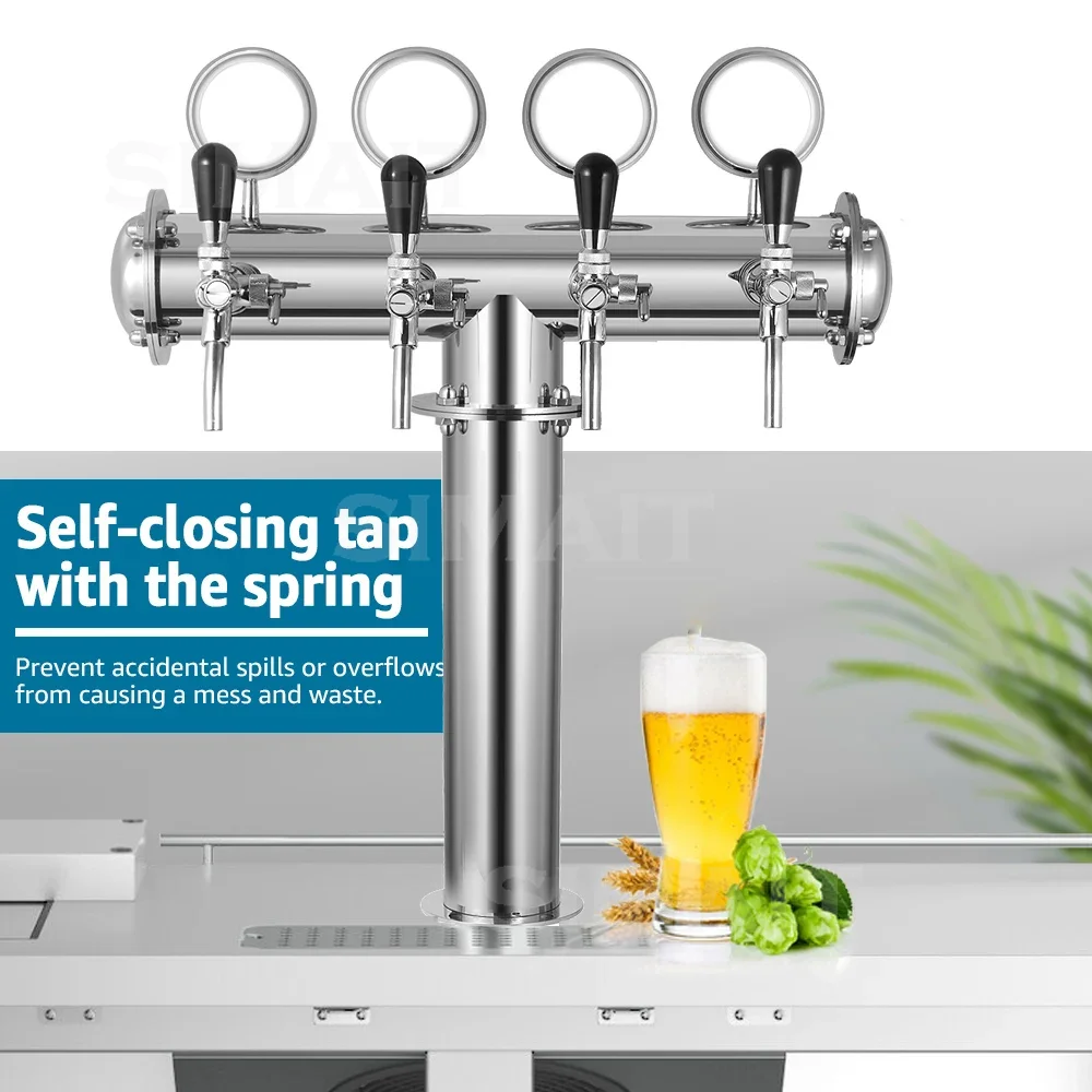 4 Tap T Shape Beer Tower Dispenser Column, 5/8" Inner Thread Draft Beer Dispenser for Home Bar Craft Brewing
4 Tap T Shape Beer Tower Dispenser Column, 5/8" Inner Thread Draft Beer Dispenser for Home Bar Craft Brewing
