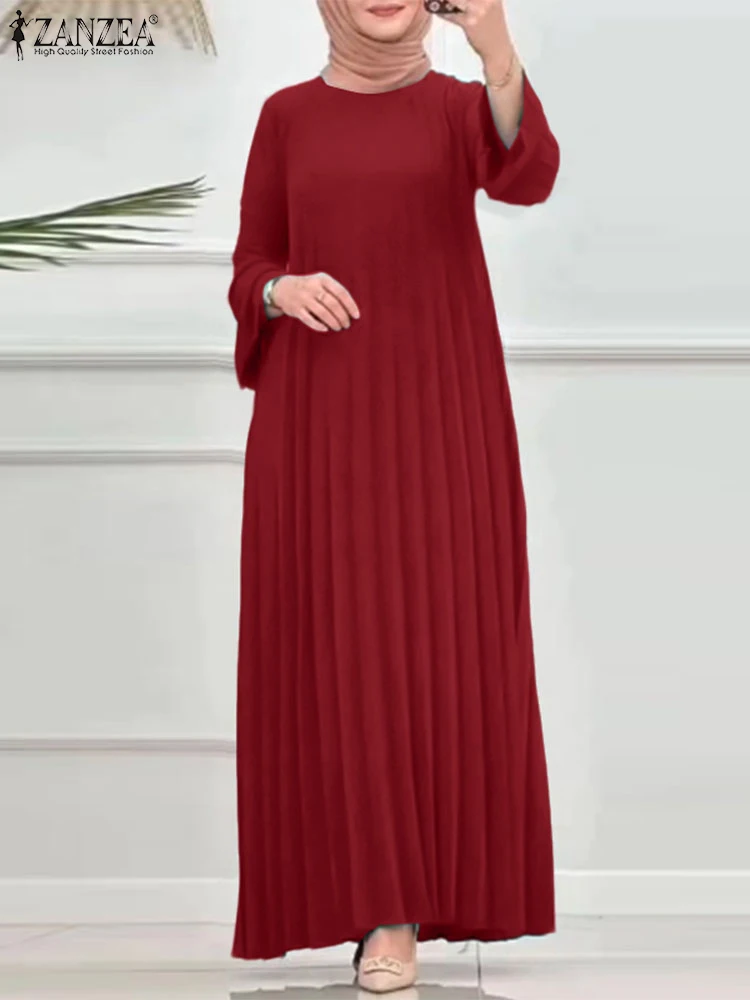 ZANZEA Islamic Muslim Vestidos Hijab O-Neck Plisse Street Fashion Long Flared Sleeves Pleated Dresses Woman Abaya Robes Femme
ZANZEA Islamic Muslim Vestidos Hijab O-Neck Plisse Street Fashion Long Flared Sleeves Pleated Dresses Woman Abaya Robes Femme