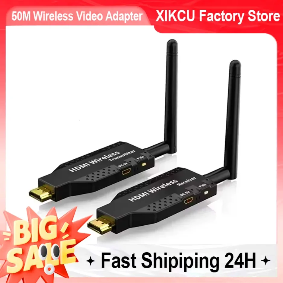 50M Wireless Transmission Video Transmitter and Receiver HDMI Extender Display Adapter Cable Screen Mirror for Camera PC To TV
50M Wireless Transmission Video Transmitter and Receiver HDMI Extender Display Adapter Cable Screen Mirror for Camera PC To TV