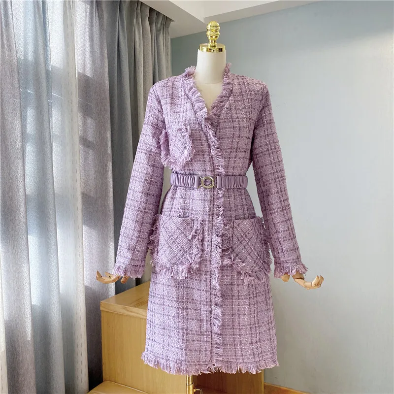 Purple woolen knitted overcoat women winter tassel fashion heavy industry lace-up outwear
Purple woolen knitted overcoat women winter tassel fashion heavy industry lace-up outwear