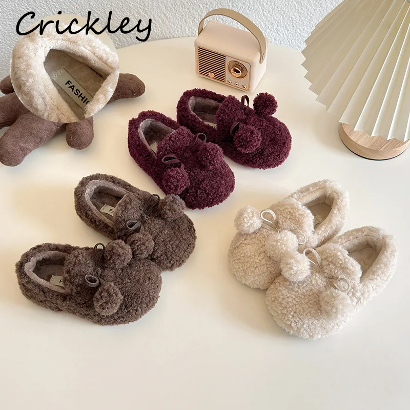 Pom Pom Bow Kids Flats Shoes Solid Plush Warm Soft Baby Girls Winter Shoes Slip On Non Slip Toddler Children Casual Shoes
Pom Pom Bow Kids Flats Shoes Solid Plush Warm Soft Baby Girls Winter Shoes Slip On Non Slip Toddler Children Casual Shoes