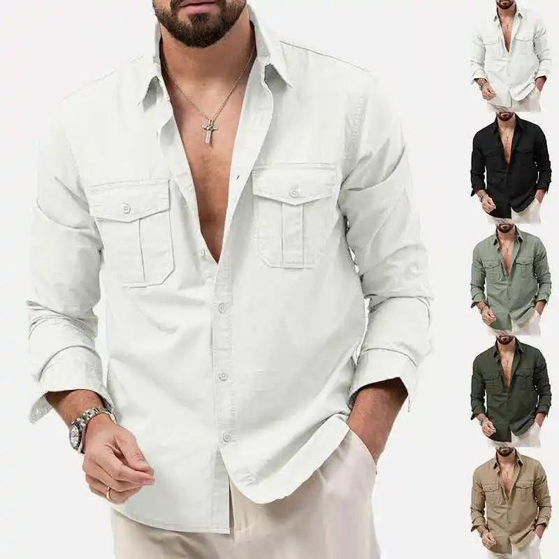 Men's Double Chest Pocket Cargo Shirt Long Sleeve Military Work Shirts Vintage Button Down Casual Outdoor Tactical Blouse
Men's Double Chest Pocket Cargo Shirt Long Sleeve Military Work Shirts Vintage Button Down Casual Outdoor Tactical Blouse