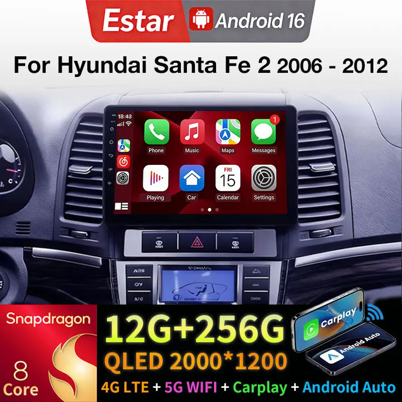 Android 16 Car Radio For Hyundai Santa Fe 2 2006 - 2012 Wireless Carplay Auto BT DSP GPS Multimedia Player Navi Head Unit Stereo
Android 16 Car Radio For Hyundai Santa Fe 2 2006 - 2012 Wireless Carplay Auto BT DSP GPS Multimedia Player Navi Head Unit Stereo
