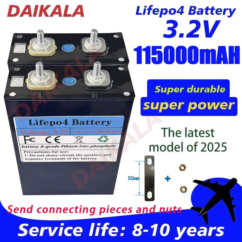 New 3.2V 115Ah LiFePO4 Battery Rechargeable Cells for Solar Energy DIY Lithium Battery Pack Home Power 12V in Stock Motorhome
New 3.2V 115Ah LiFePO4 Battery Rechargeable Cells for Solar Energy DIY Lithium Battery Pack Home Power 12V in Stock Motorhome