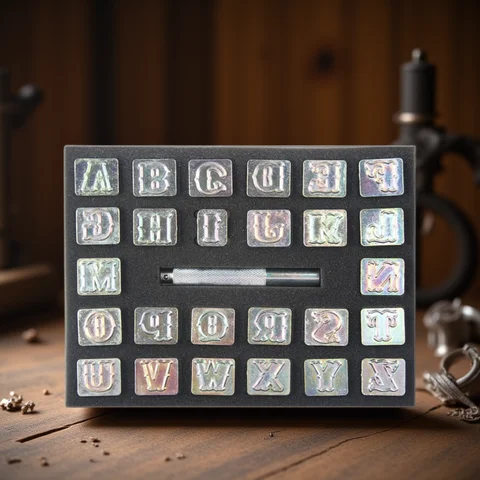 OWDEN – Kit d'estampage de lettres de 3/4 pouces, 27 pièces, outils en cuir, Alphabet, pour l'artisanat du cuir (3/4 pouces, 19 mm de haut)
