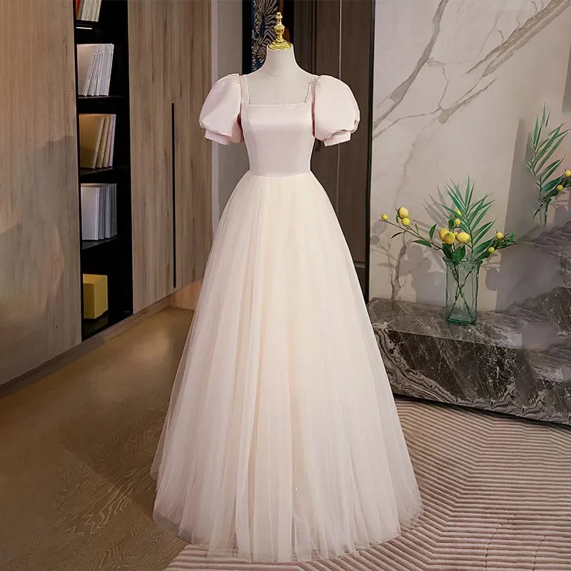 Customized Evening Dress Pink Satin Square Collar Floor-Length Short Sleeves Lace Up A-Line Plus size Woman Party Formal Gowns
Customized Evening Dress Pink Satin Square Collar Floor-Length Short Sleeves Lace Up A-Line Plus size Woman Party Formal Gowns