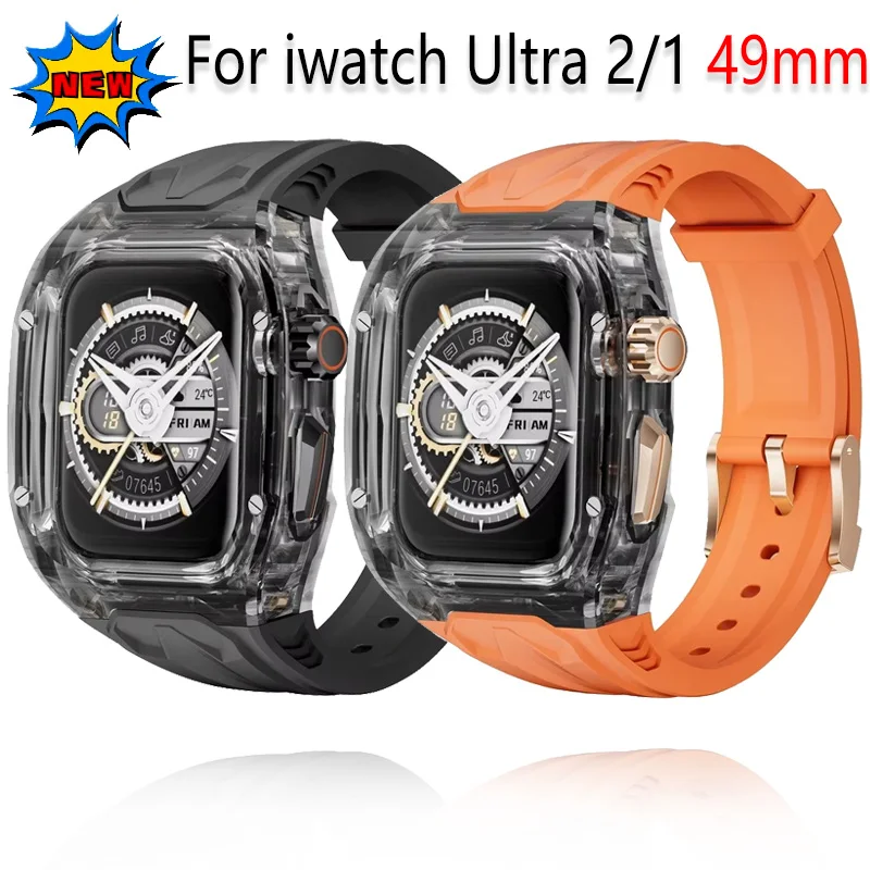 Translucent Case Silicone Strap For Apple Watch Ultra 2/1 10 46mm All-inclusive protective shell iWatch 9 8 7 6 SE 44/45/40/41mm
Translucent Case Silicone Strap For Apple Watch Ultra 2/1 10 46mm All-inclusive protective shell iWatch 9 8 7 6 SE 44/45/40/41mm