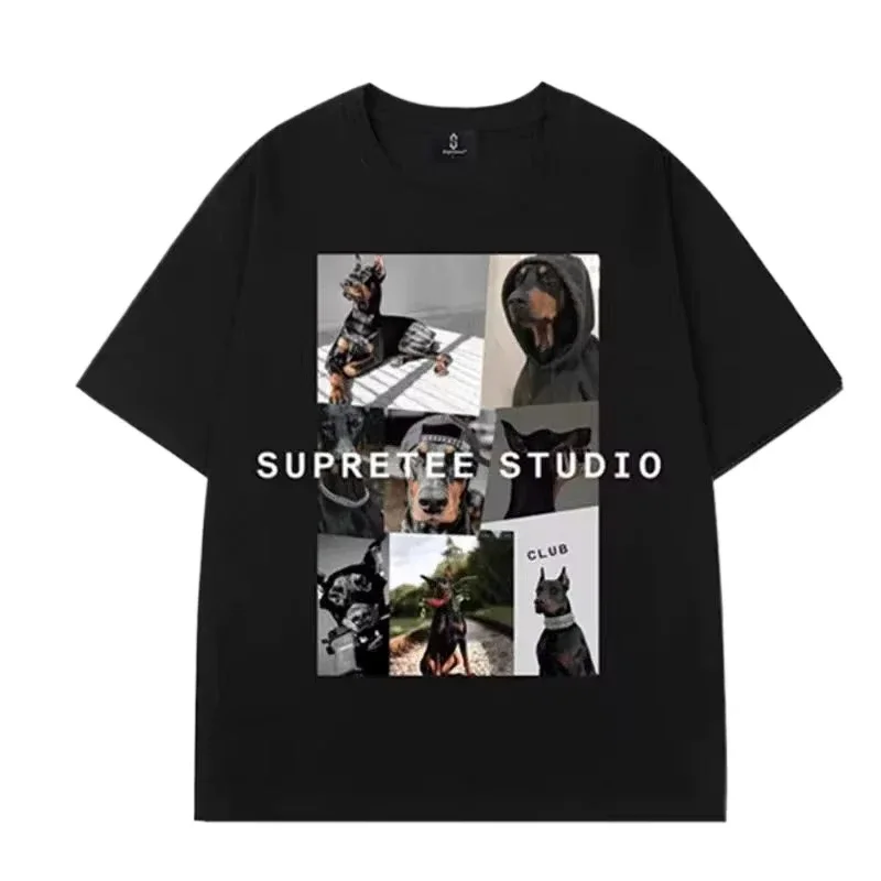Summer fashion brand men's wear, funny Doberman pattern printed round-neck short-sleeved T-shirt, versatile top
Summer fashion brand men's wear, funny Doberman pattern printed round-neck short-sleeved T-shirt, versatile top