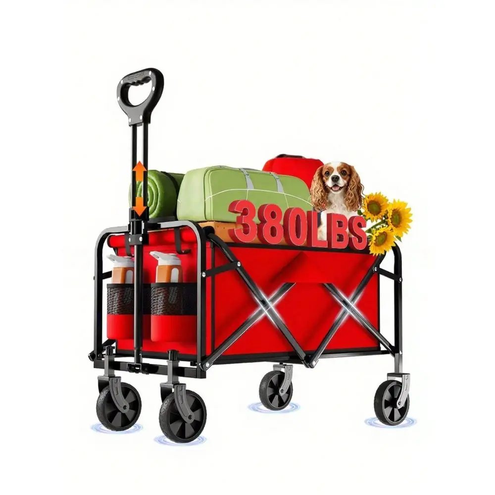Collapsible Wagon Cart Foldable Beach Wagon With AllTerrain Wheels 380 LBS Heavy Duty Grocery Cart For Shopping, Beach, Camping
Collapsible Wagon Cart Foldable Beach Wagon With AllTerrain Wheels 380 LBS Heavy Duty Grocery Cart For Shopping, Beach, Camping