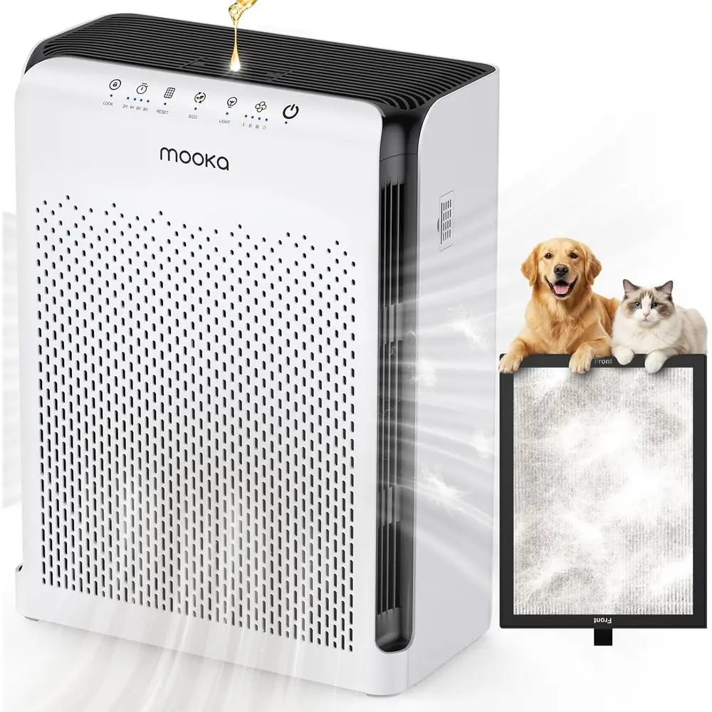 Large Room Air Purifier with Ultra-Quiet HEPA Filter, Aromatherapy Nightlight, and Pet Hair Removal for 2200 sq ft
Large Room Air Purifier with Ultra-Quiet HEPA Filter, Aromatherapy Nightlight, and Pet Hair Removal for 2200 sq ft