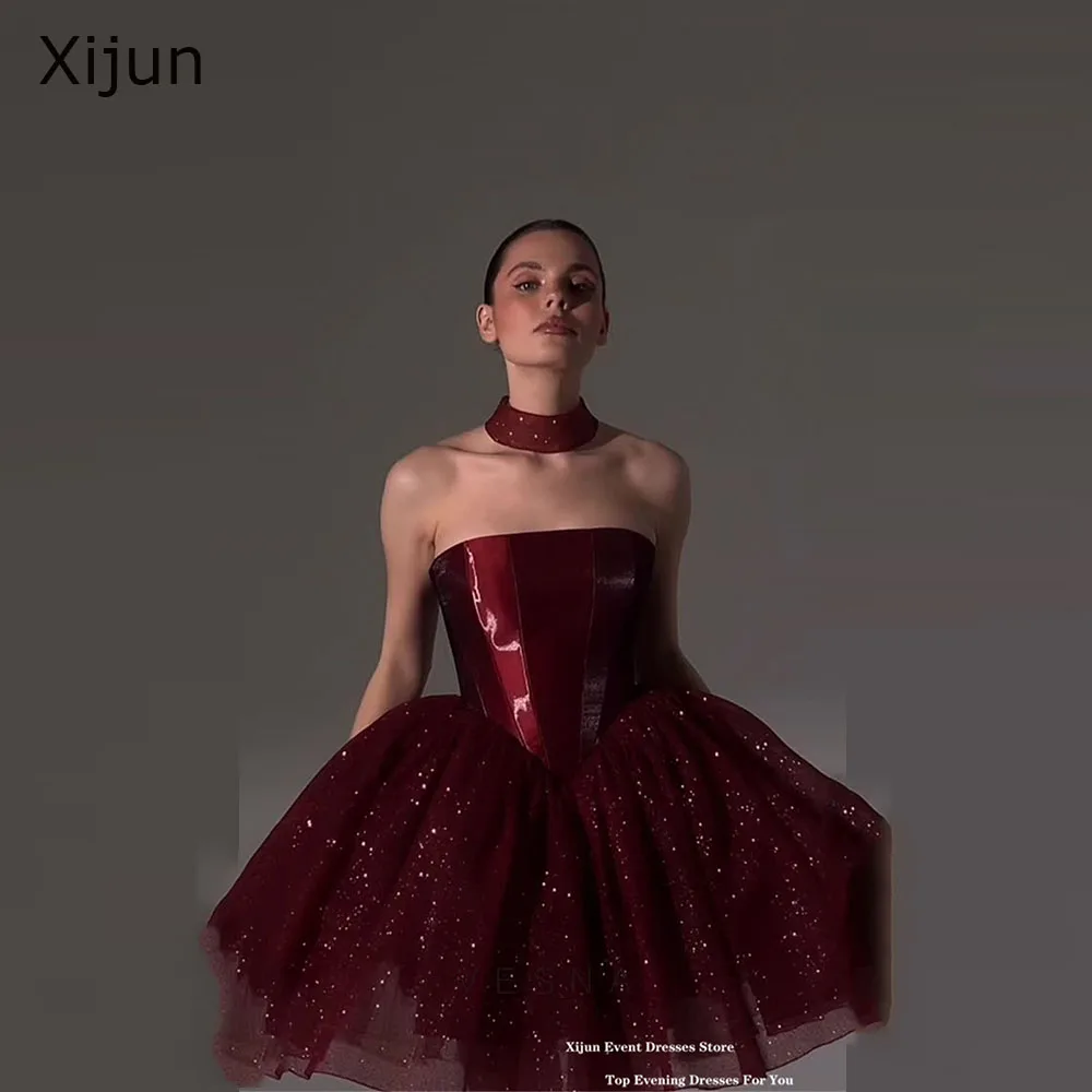 Xijun Glitter Burgundy Short Evening Dresses A-Line Sleeveless Mini Cocktail Dresses Formal Birthday Party Dresses Customized
Xijun Glitter Burgundy Short Evening Dresses A-Line Sleeveless Mini Cocktail Dresses Formal Birthday Party Dresses Customized