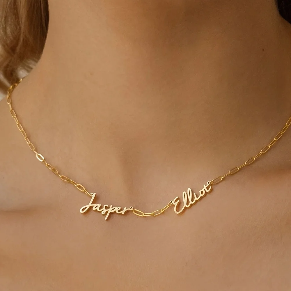 Personalized Bohemian Name Necklace for Women Custom 304L Stainless Steel Chain with Cursive Engraved Names Jewelry Gift
Personalized Bohemian Name Necklace for Women Custom 304L Stainless Steel Chain with Cursive Engraved Names Jewelry Gift