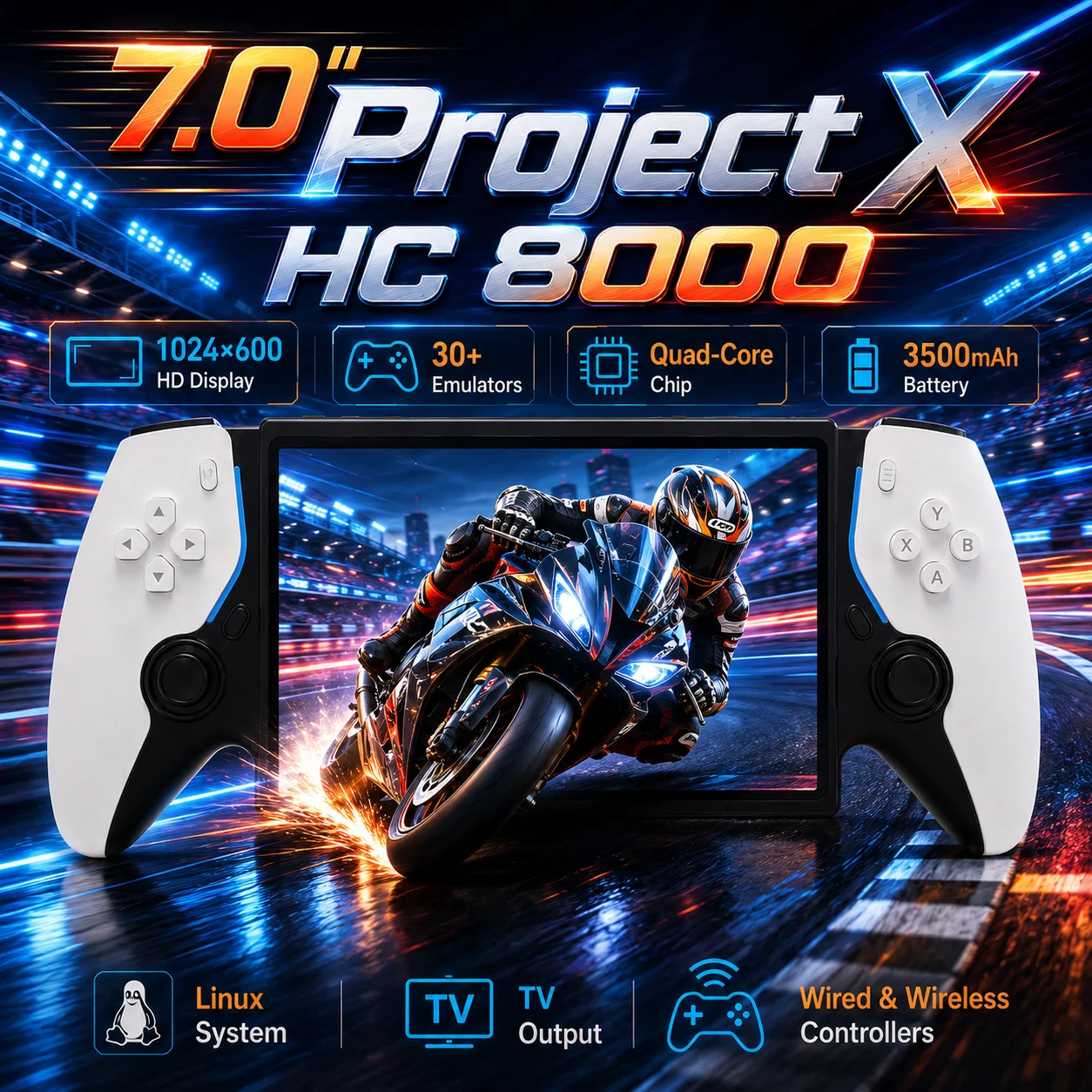 Portable Game Player 5 HC8000 1024600 HD Screen 30+ Emulators Arcade PS1 PSP Games HDMI Output TF Card Expand
Portable Game Player 5 HC8000 1024600 HD Screen 30+ Emulators Arcade PS1 PSP Games HDMI Output TF Card Expand
