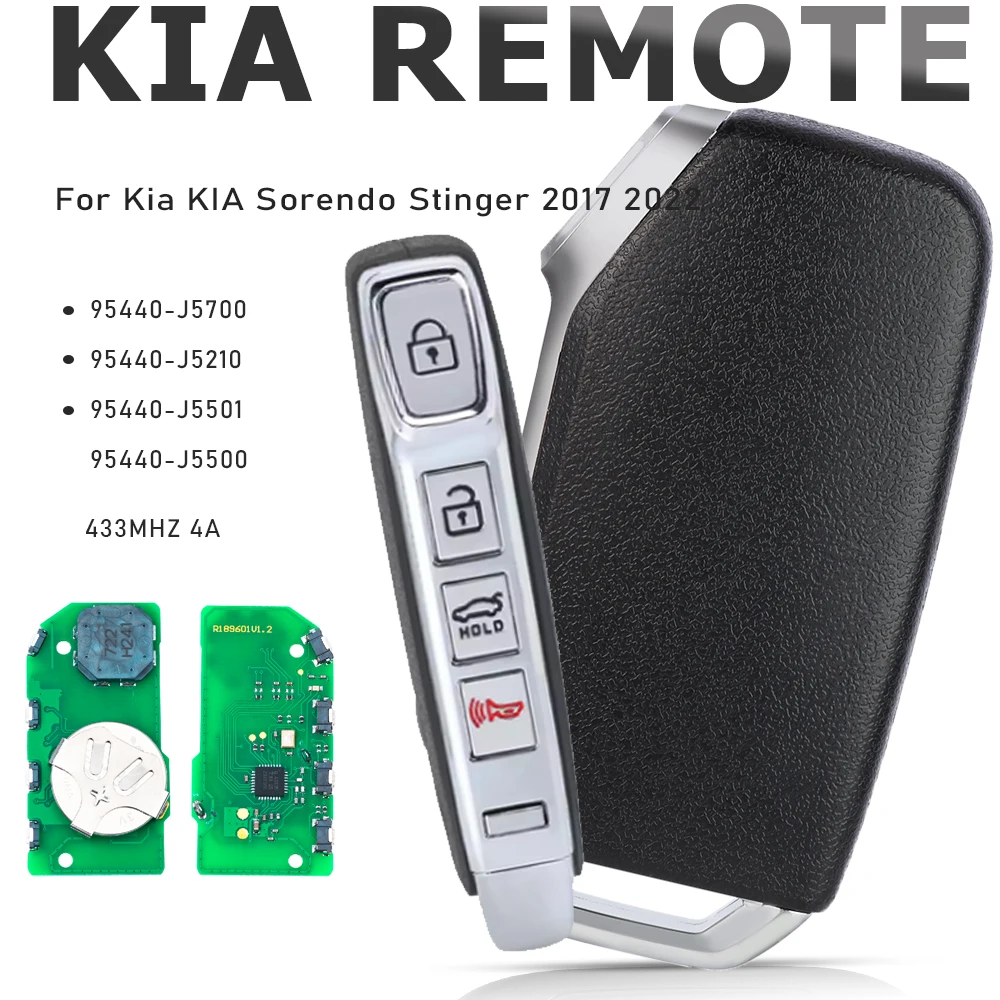 Умный ключ-пульт KEYECU для KIA Stinger 2017, 433 МГц, 4A, артикулы 95440-J5700, 95440-J5210, 95440-J5501, 95440-J5500
Умный ключ-пульт KEYECU для KIA Stinger 2017, 433 МГц, 4A, артикулы 95440-J5700, 95440-J5210, 95440-J5501, 95440-J5500