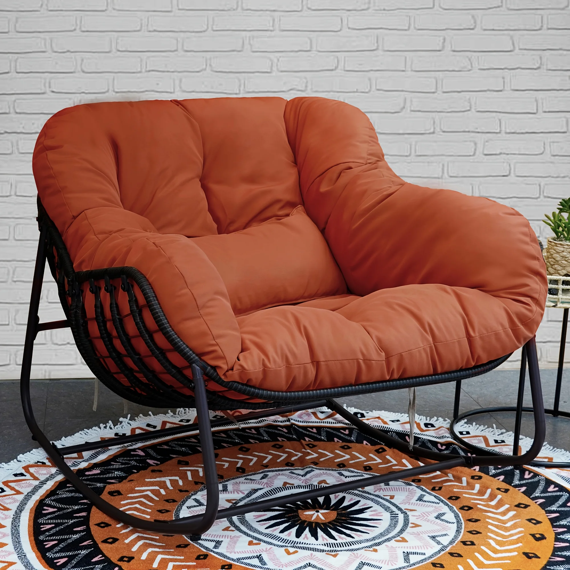 Outdoor Papasan Rocking Chair, Wicker Papasan Patio with Cushion And Pillow, Large Papasan Rocker Egg Chair for Garden And Patio
Outdoor Papasan Rocking Chair, Wicker Papasan Patio with Cushion And Pillow, Large Papasan Rocker Egg Chair for Garden And Patio