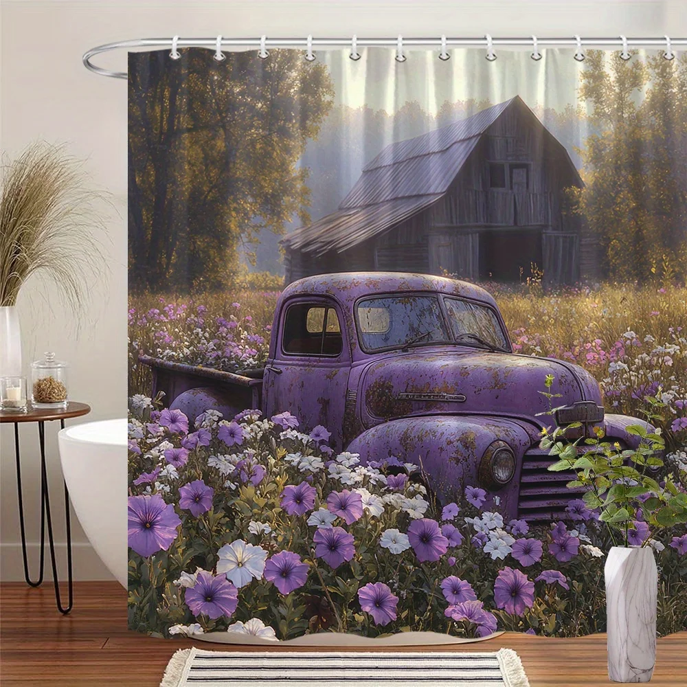 1pc Vintage Purple Pickup Curtain, Wildflowers & Barn, Rustic Scene, Nostalgic Polyester, 12 Hooks, Moving Gift, Farmhouse Decor
1pc Vintage Purple Pickup Curtain, Wildflowers & Barn, Rustic Scene, Nostalgic Polyester, 12 Hooks, Moving Gift, Farmhouse Decor