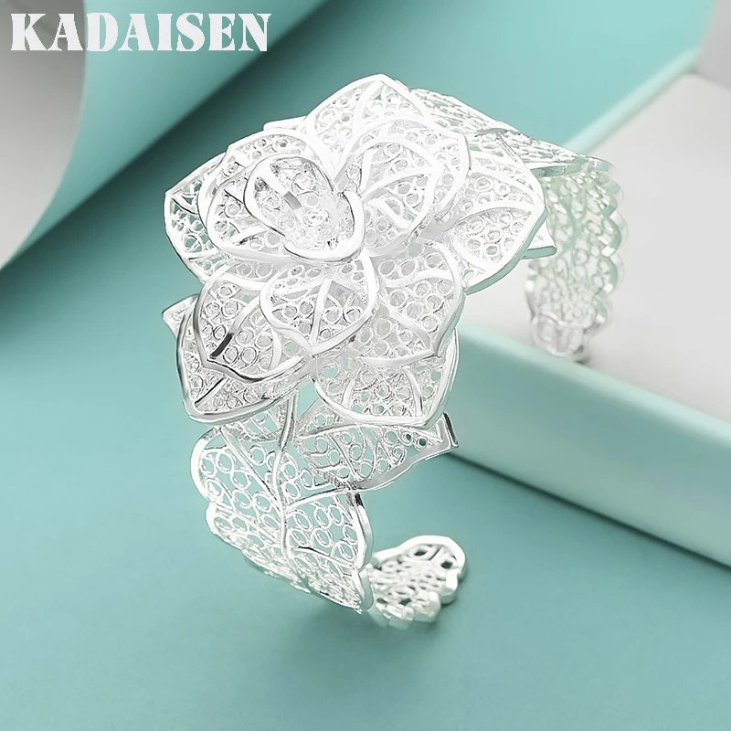 Hot 925 Sterling Silver Fine Big Flower Wide Bangles Cuff Bracelets For Women Adjustable Fashion Party Gifts Wedding Jewelry
Hot 925 Sterling Silver Fine Big Flower Wide Bangles Cuff Bracelets For Women Adjustable Fashion Party Gifts Wedding Jewelry