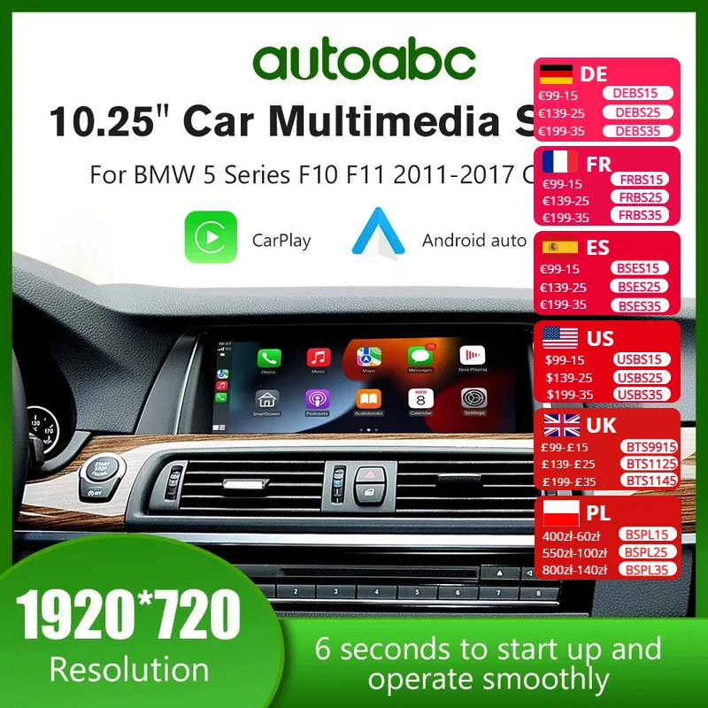 Wireless CarPlay Android Auto Car Radio Multimedia Player Linux Display Screen For BMW 5 Series F10 F11 2012-2017 CIC NBT
Wireless CarPlay Android Auto Car Radio Multimedia Player Linux Display Screen For BMW 5 Series F10 F11 2012-2017 CIC NBT