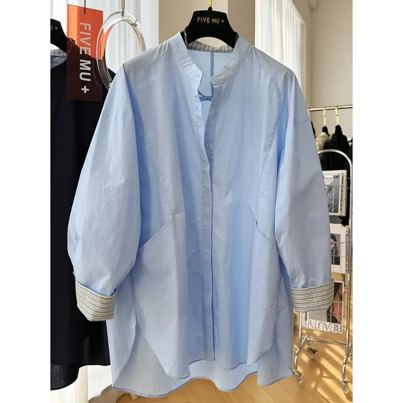 Korean High-end Small Stand-up Collar Mid-length Long-sleeved Shirt for Women with Unique Autumn Temperament and Unique Top
Korean High-end Small Stand-up Collar Mid-length Long-sleeved Shirt for Women with Unique Autumn Temperament and Unique Top