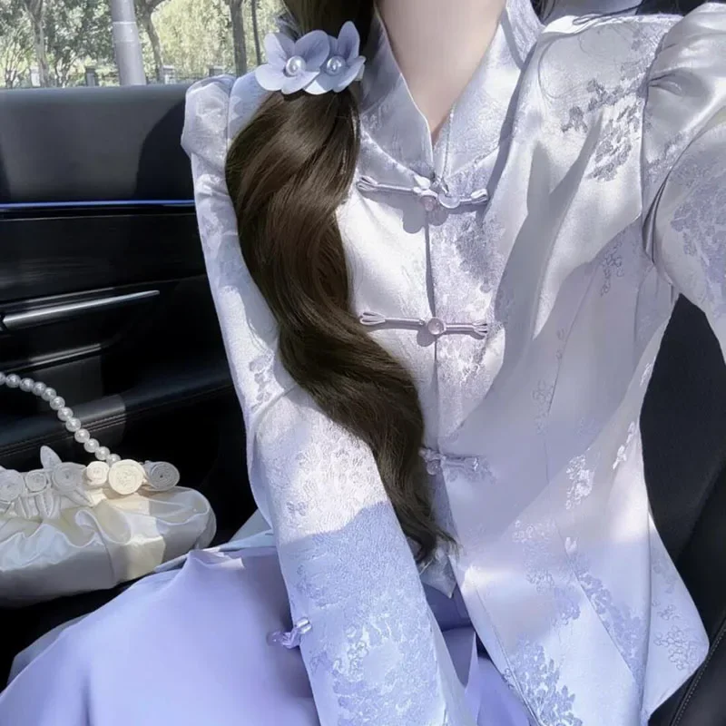 Purple Button Coat Skirt suit Women's Fashion Elegant Printed suit Chinese Style Lady Spring 2025 New Luxury Two-piece Clothing
Purple Button Coat Skirt suit Women's Fashion Elegant Printed suit Chinese Style Lady Spring 2025 New Luxury Two-piece Clothing