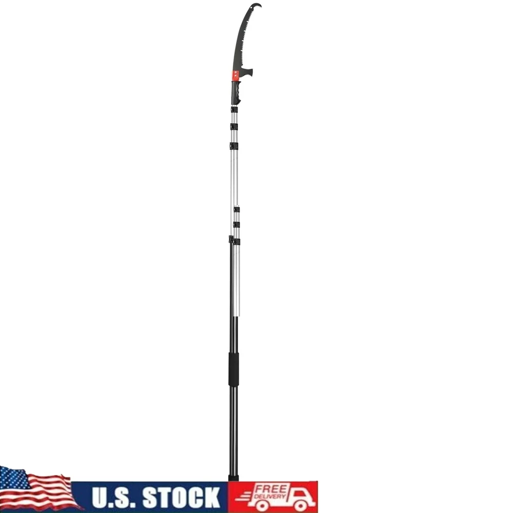 Extendable Manual Pole Saw Tree Pruner 4.9-20ft Aluminum Alloy Telescopic Pruning Tool with Hook Knife Double Bolt Stability
Extendable Manual Pole Saw Tree Pruner 4.9-20ft Aluminum Alloy Telescopic Pruning Tool with Hook Knife Double Bolt Stability