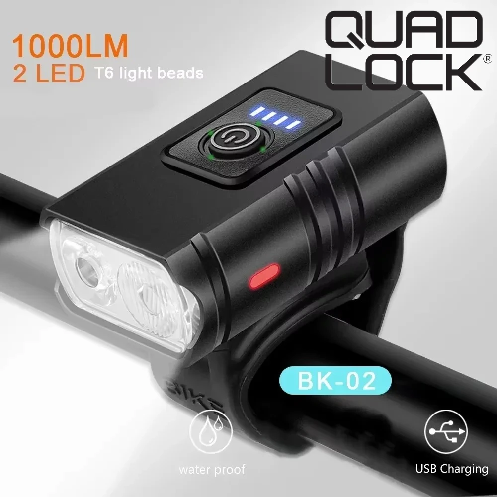 QUAD LOCK USB Rechargeable T6 LED Bike Light 6 Modes Front MTB Bicycle Headlight Flashlight Cycling Lamp for Night Riding Safety
QUAD LOCK USB Rechargeable T6 LED Bike Light 6 Modes Front MTB Bicycle Headlight Flashlight Cycling Lamp for Night Riding Safety