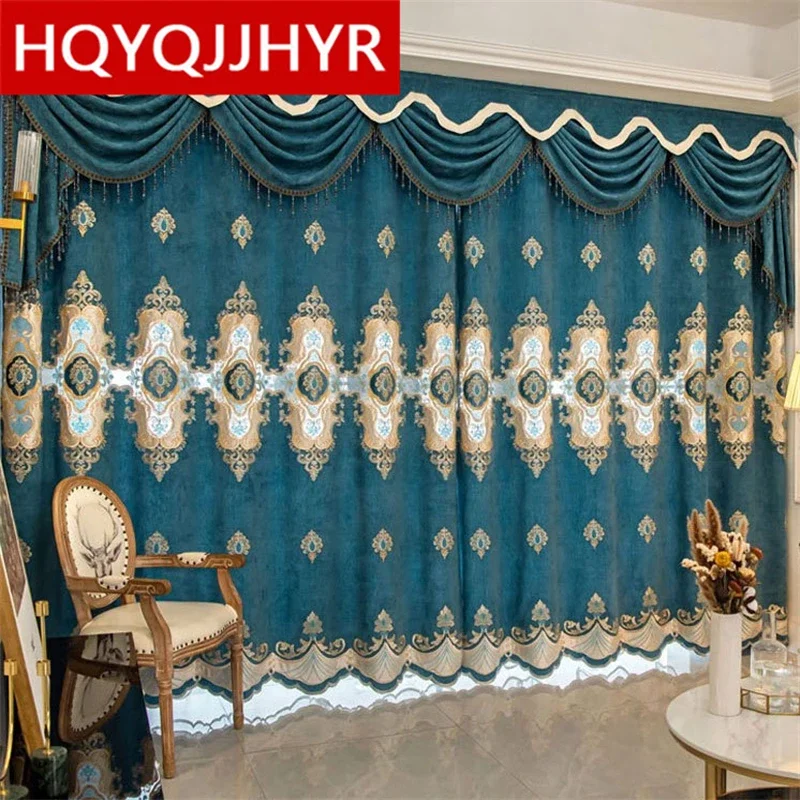 HQYQJJHYR European And American Luxury Blue Chenille Gold Thread Embroidered Curtains For Living Room Bedroom Kitchen Apartment
HQYQJJHYR European And American Luxury Blue Chenille Gold Thread Embroidered Curtains For Living Room Bedroom Kitchen Apartment