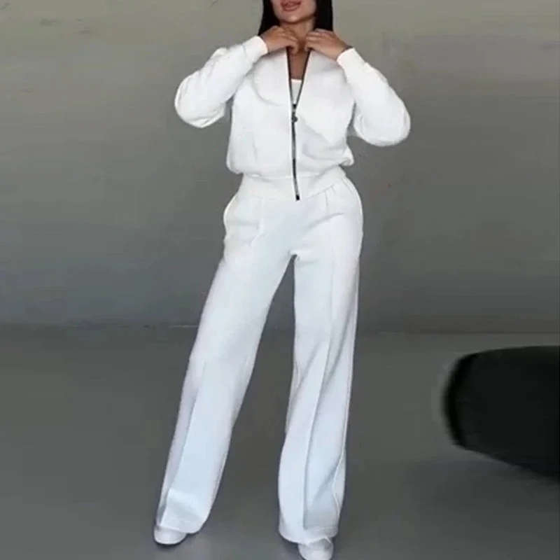Womens Tracksuit Casual Zipper Sweatshirt Coat and Straight Pant Sets 2025 Spring Winter Solid Sportwear Comfortable Sports Suit
Womens Tracksuit Casual Zipper Sweatshirt Coat and Straight Pant Sets 2025 Spring Winter Solid Sportwear Comfortable Sports Suit