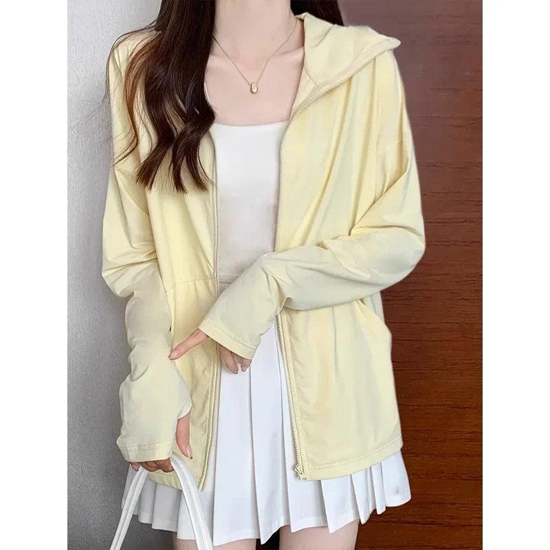 Summer Thin Ice Silk Women Korean Solid Basic Loose Hooded Cardigan Loose All Match Jogging Sports Tops
Summer Thin Ice Silk Women Korean Solid Basic Loose Hooded Cardigan Loose All Match Jogging Sports Tops