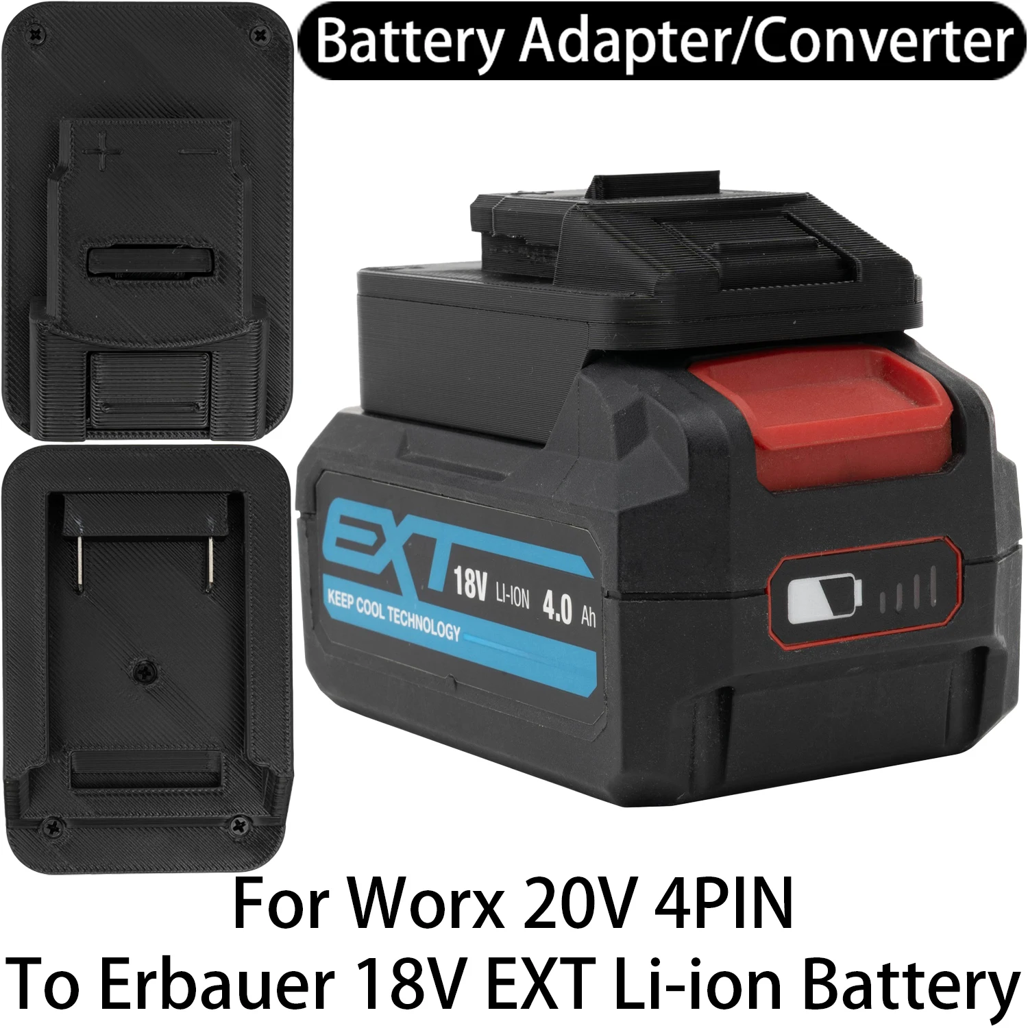 Адаптер-конвертер для инструментов Worx 20V 4PIN Li-ion, совместимый с аккумуляторами Erbauer 18V EXT Li-ion, аксессуар для электроинструментов
Адаптер-конвертер для инструментов Worx 20V 4PIN Li-ion, совместимый с аккумуляторами Erbauer 18V EXT Li-ion, аксессуар для электроинструментов