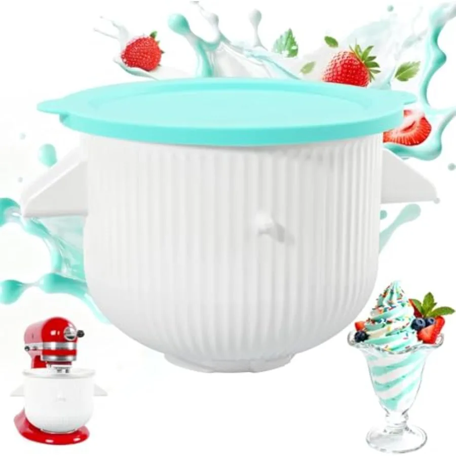 Ice Cream Attachment for Kitchen aid Mixer and Silicone Bowl Covers 2 Quart Frozen Yogurt - Ice Cream and Sorbet Gelato Maker B
Ice Cream Attachment for Kitchen aid Mixer and Silicone Bowl Covers 2 Quart Frozen Yogurt - Ice Cream and Sorbet Gelato Maker B