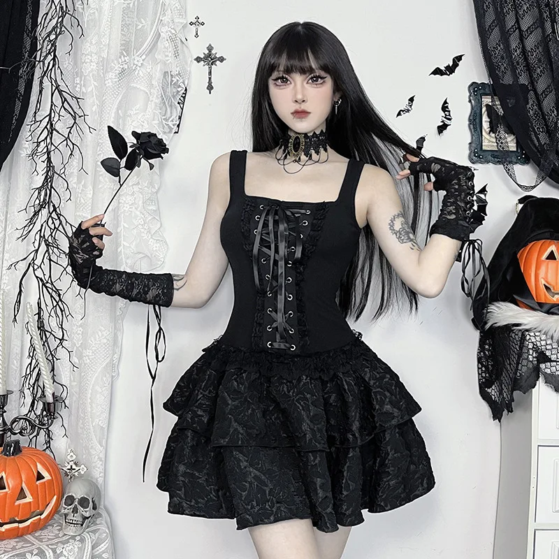XS24329 Autumn New Style Halloween Dark Gothic Chic Square Neck Sexy Tie Back V-neck Dress For Women
XS24329 Autumn New Style Halloween Dark Gothic Chic Square Neck Sexy Tie Back V-neck Dress For Women
