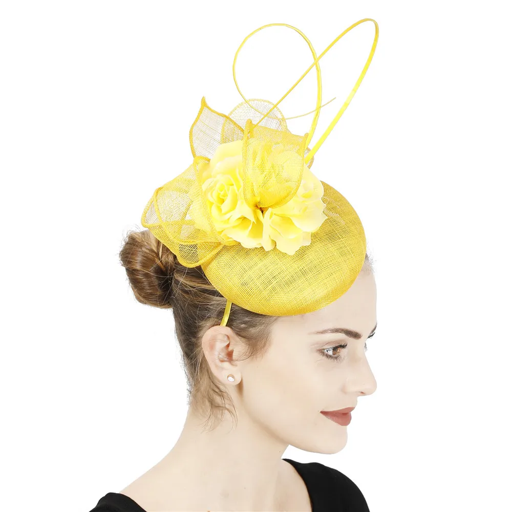 High Quality Sinamay Wedding Headpiece Women's Cocktail Fascinator Headwear with Flower for Cocktail Race Hair Accessorie
High Quality Sinamay Wedding Headpiece Women's Cocktail Fascinator Headwear with Flower for Cocktail Race Hair Accessorie