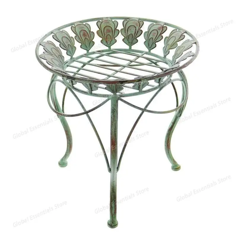 French Country Vintage Wrought Iron Round Plant Stand for Courtyard and Balcony Ironwork aged green color
French Country Vintage Wrought Iron Round Plant Stand for Courtyard and Balcony Ironwork aged green color