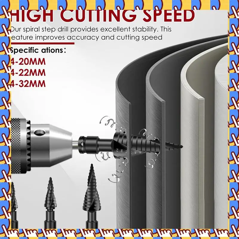 A79I 3Pcs Step Drill Bit Set, High Speed Steel Spiral 4-32Mm Cone Cutting Spiral Flute
A79I 3Pcs Step Drill Bit Set, High Speed Steel Spiral 4-32Mm Cone Cutting Spiral Flute