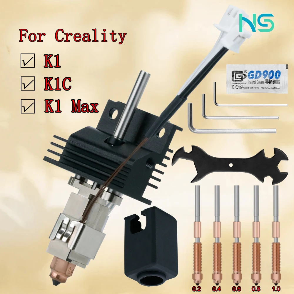 Комплект керамических нагревательных блоков Hotend для Creality K1C K1 MAX, 0,4 мм, встроенная сопла с быстрой заменой, детали для 3D-принтера с высоким потоком
Комплект керамических нагревательных блоков Hotend для Creality K1C K1 MAX, 0,4 мм, встроенная сопла с быстрой заменой, детали для 3D-принтера с высоким потоком