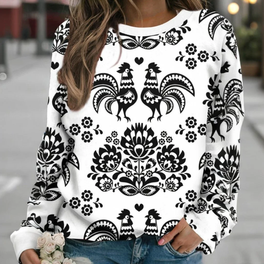 Retro Women's Long-Sleeved T-Shirt Floral Print Autumn Casual Long-Sleeved Top Fashion OverSize Women's Clothing
Retro Women's Long-Sleeved T-Shirt Floral Print Autumn Casual Long-Sleeved Top Fashion OverSize Women's Clothing