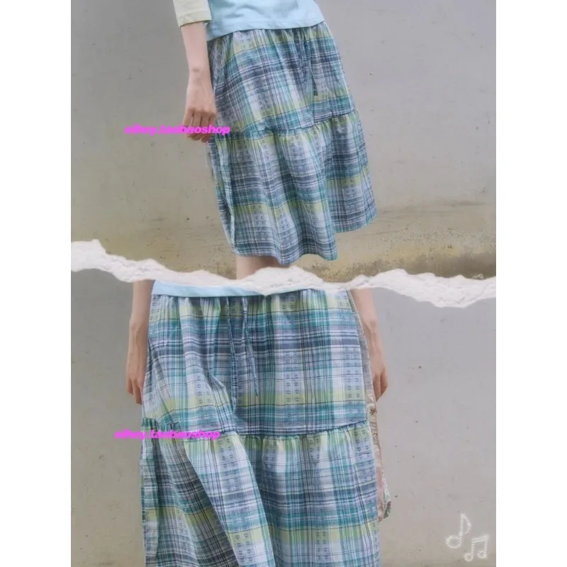 Japanese Loose Casual Pleated Knee Length Skirt Women 2025 Summer New High Waist Lace-up Contrast Color Plaid Sweet A-line Skirt
Japanese Loose Casual Pleated Knee Length Skirt Women 2025 Summer New High Waist Lace-up Contrast Color Plaid Sweet A-line Skirt